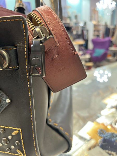 Coach 1941 DOUBLE Swagger Prairie Rivets black leather