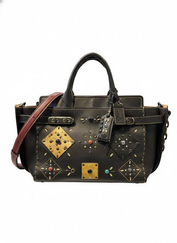 Coach 1941 DOUBLE Swagger Prairie Rivets black leather