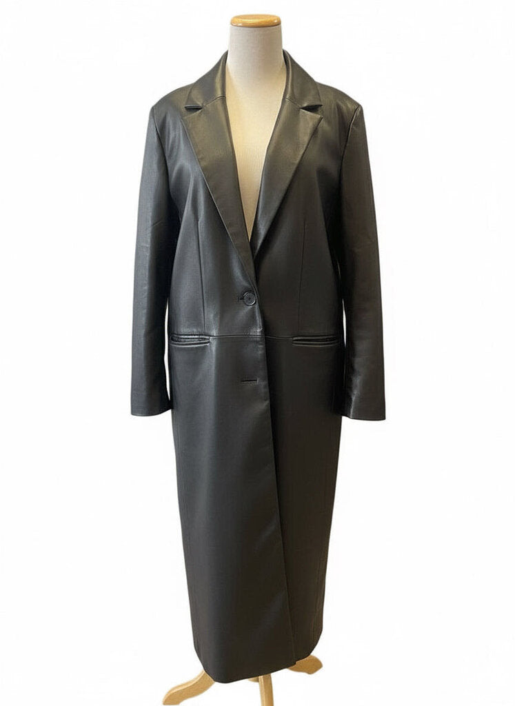 Zara Faux Leather Coat Size Large NWT