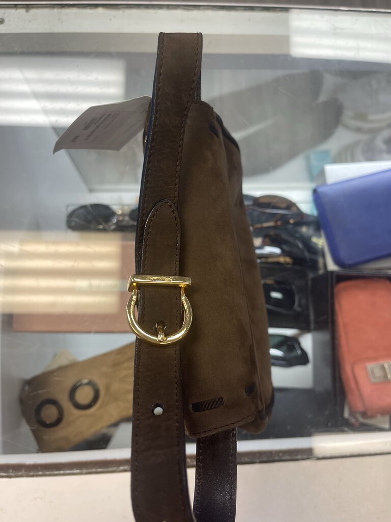 Salvatore Ferragamo suede logo flap crossbody bag