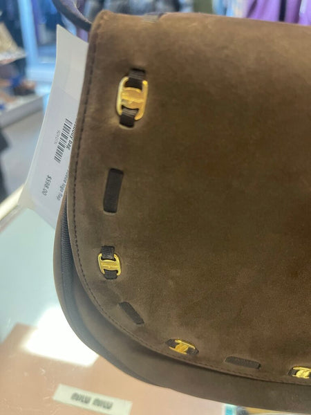 Salvatore Ferragamo suede logo flap crossbody bag