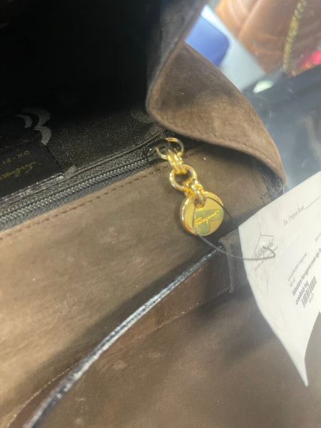 Salvatore Ferragamo suede logo flap crossbody bag