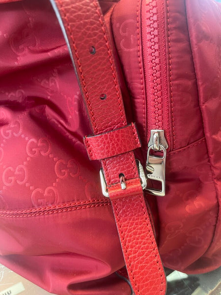 Gucci monogram dollar calfskin medium backpack vibrant red