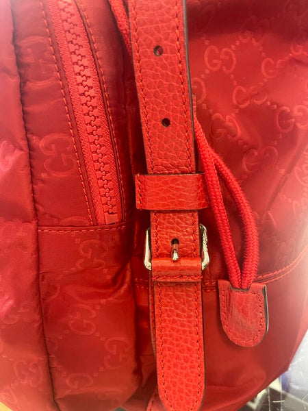 Gucci monogram dollar calfskin medium backpack vibrant red