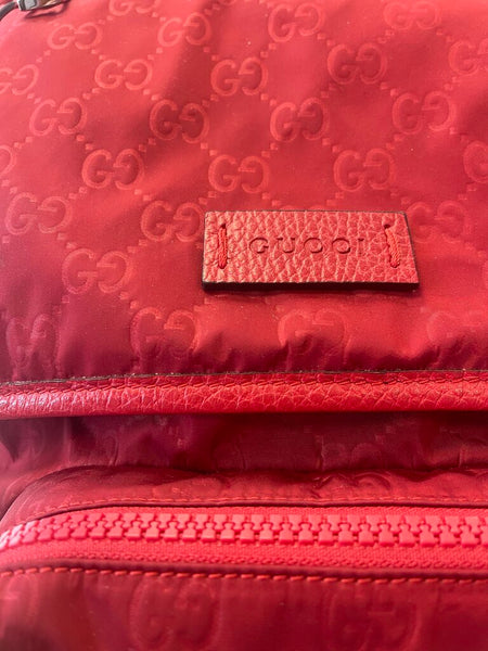 Gucci monogram dollar calfskin medium backpack vibrant red