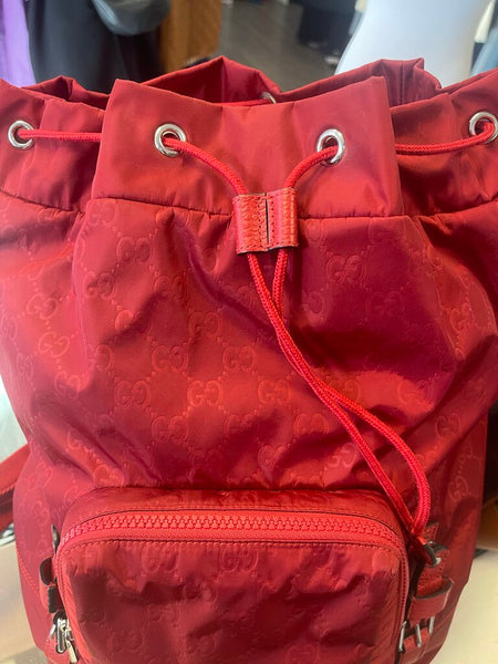 Gucci monogram dollar calfskin medium backpack vibrant red