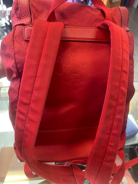 Gucci monogram dollar calfskin medium backpack vibrant red