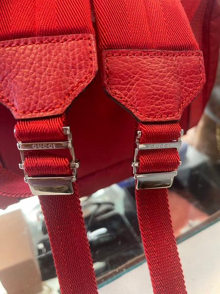 Gucci monogram dollar calfskin medium backpack vibrant red