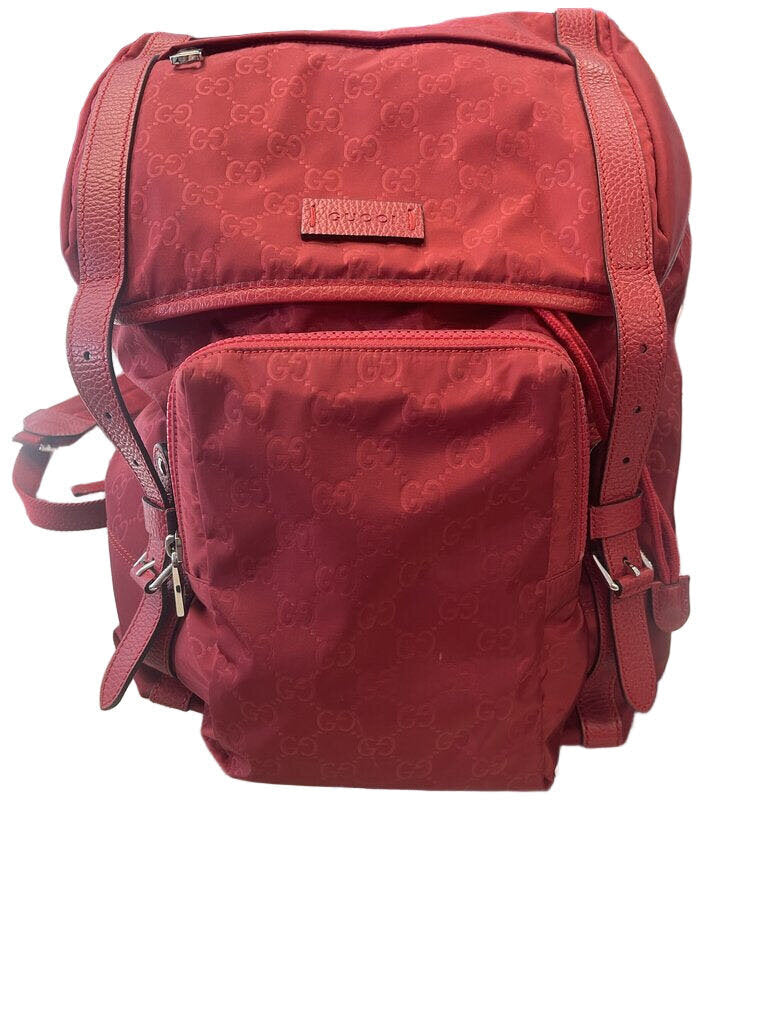 Gucci monogram dollar calfskin medium backpack vibrant red
