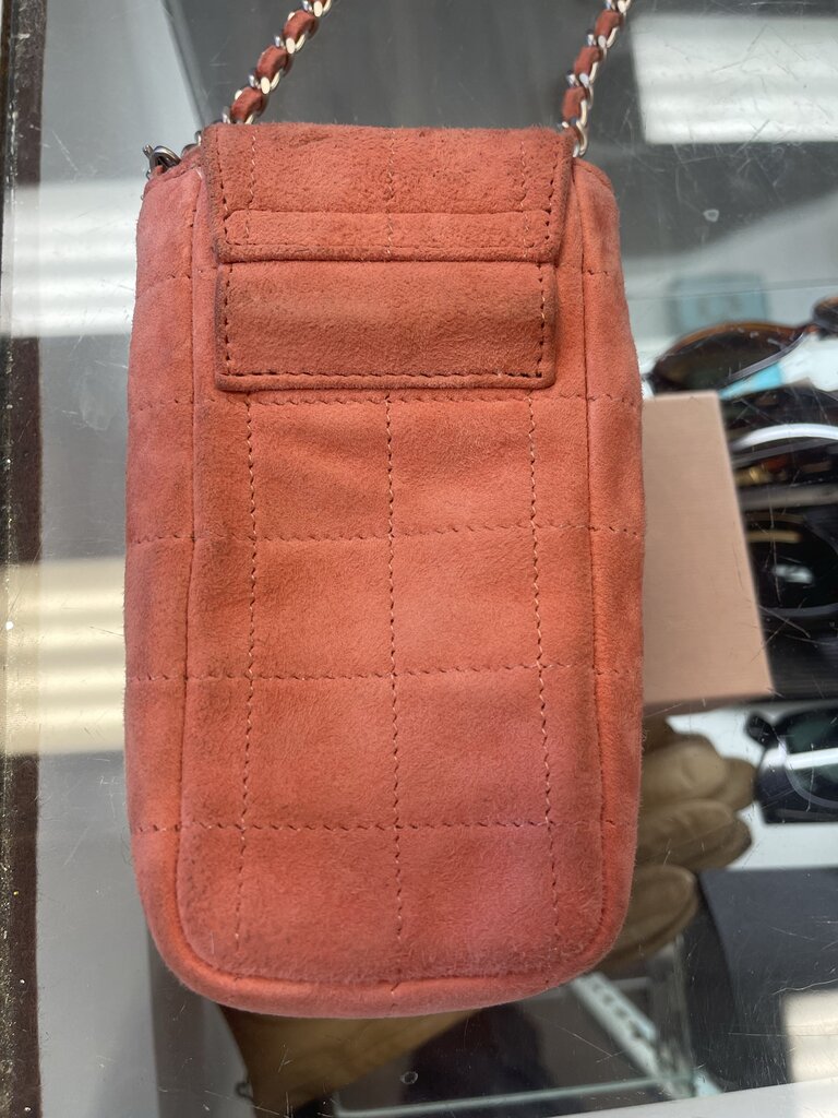 Chanel quilted suede mini phone holder