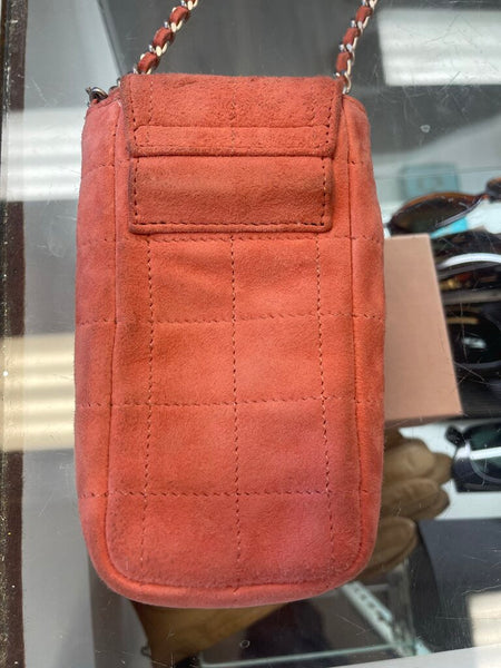 Chanel quilted suede mini phone holder