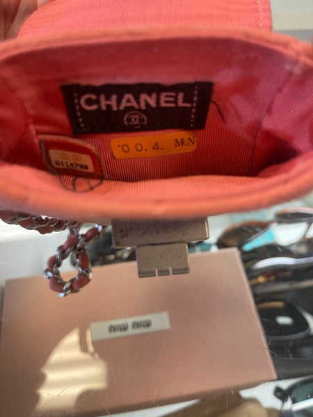 Chanel quilted suede mini phone holder