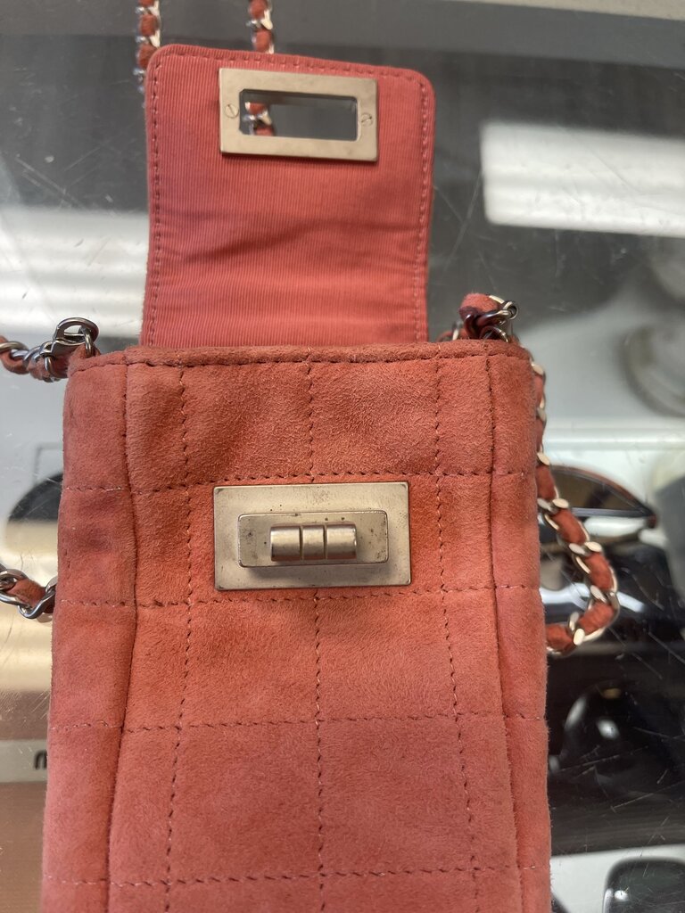 Chanel quilted suede mini phone holder