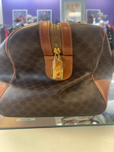 Celine Macadam Coated Canvas Boston Bag 16"