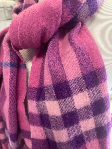Vintage Burberry 100% Cashmere Scarf-Pink & Plum