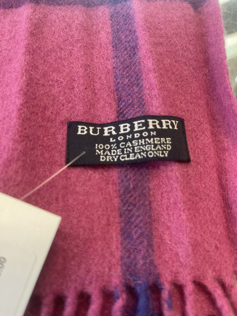 Vintage Burberry 100% Cashmere Scarf-Pink & Plum