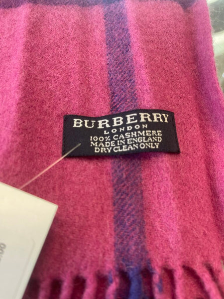 Vintage Burberry 100% Cashmere Scarf-Pink & Plum