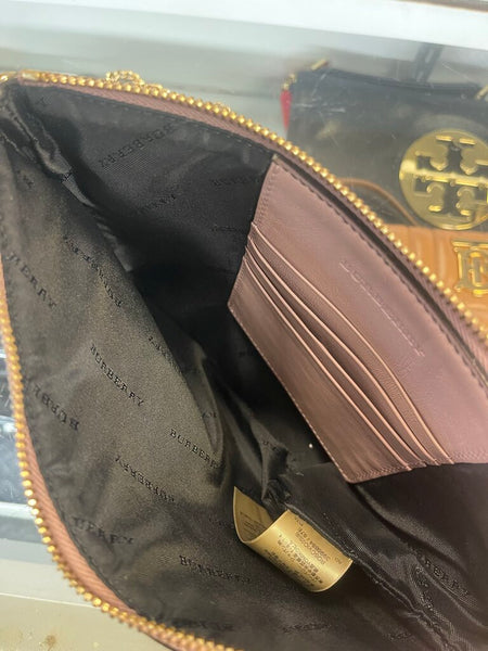 Burberry Houe Check Derby Peyton Crossbody Bag With Chain Strap