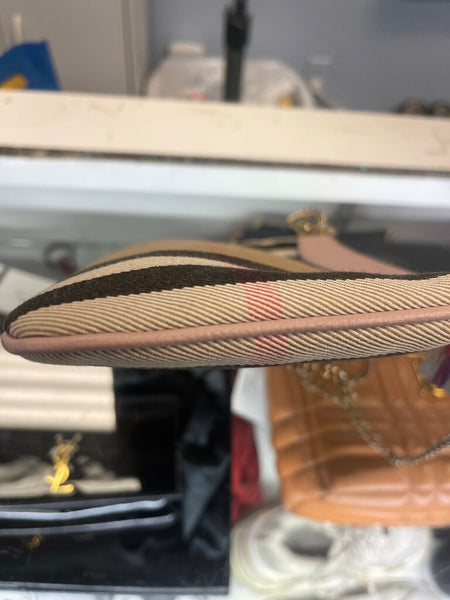 Burberry Houe Check Derby Peyton Crossbody Bag With Chain Strap