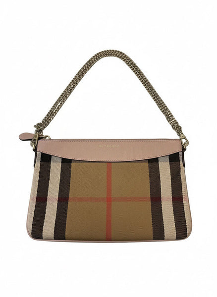 Burberry Houe Check Derby Peyton Crossbody Bag With Chain Strap