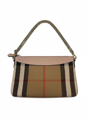 Burberry Houe Check Derby Peyton Crossbody Bag With Chain Strap