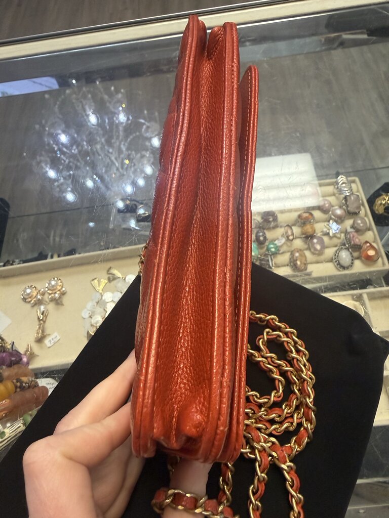 Chanel Red Quilted Caviar Leather Wallet on Chain (WOC)