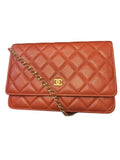 Chanel Red Quilted Caviar Leather Wallet on Chain (WOC)