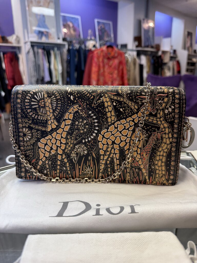 Christian Dior Animals Chain Pouch Printed Leather Collectable