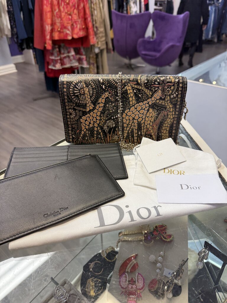 Christian Dior Animals Chain Pouch Printed Leather Collectable