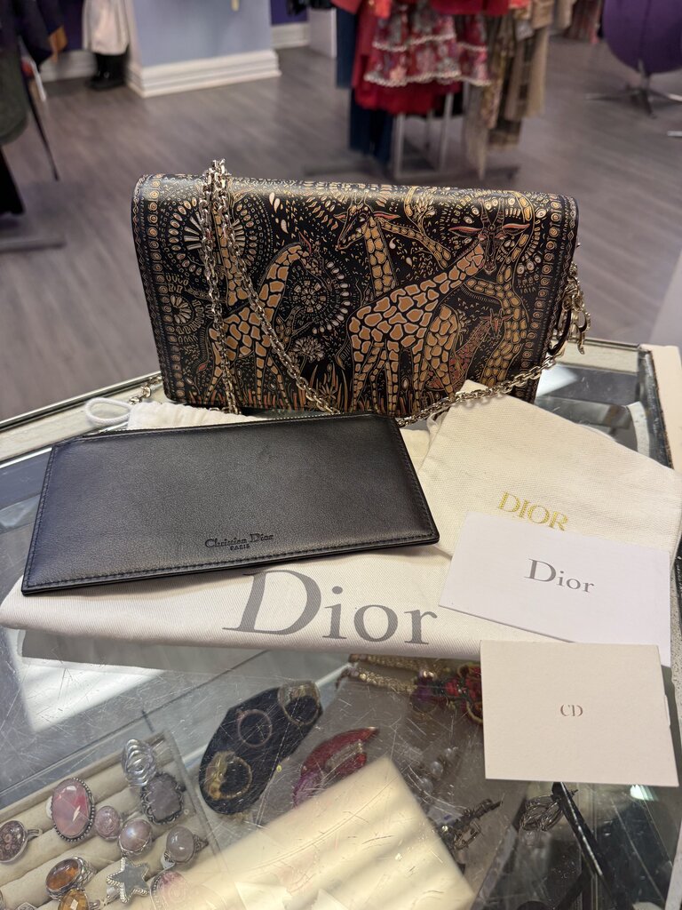Christian Dior Animals Chain Pouch Printed Leather Collectable