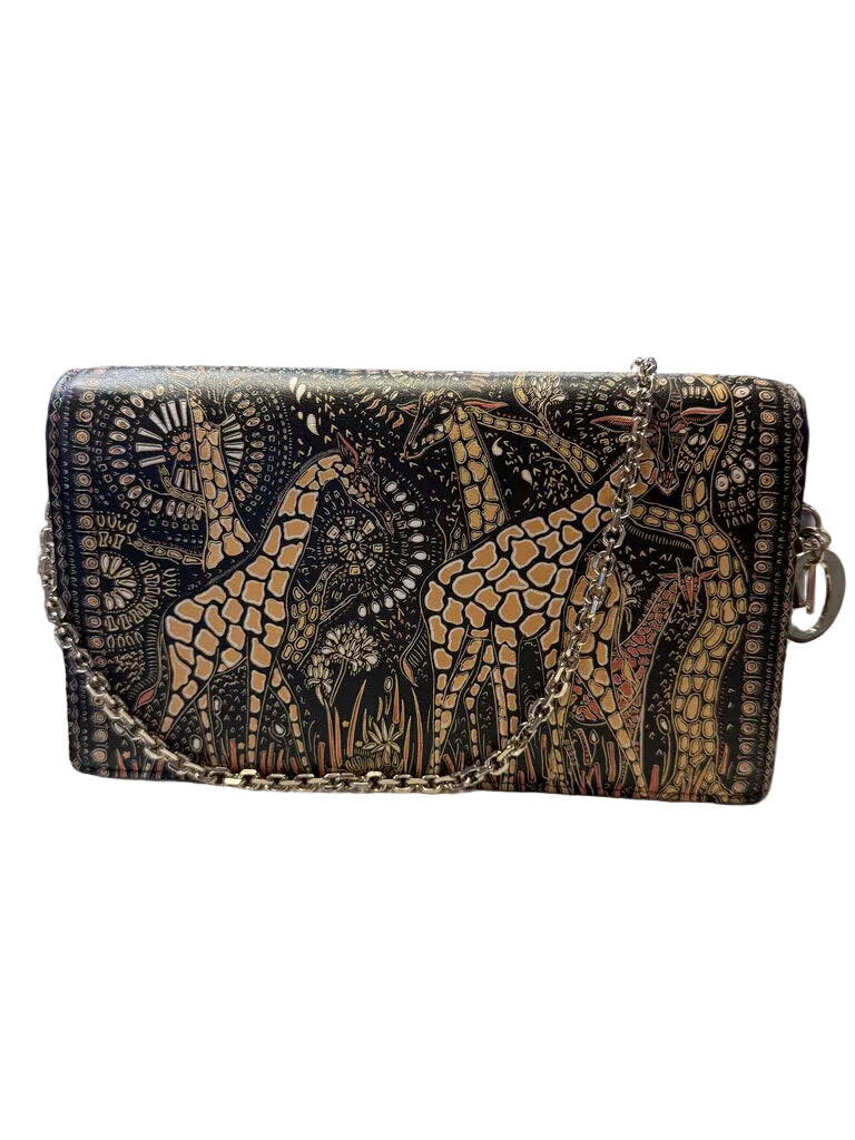 Christian Dior Animals Chain Pouch Printed Leather Collectable