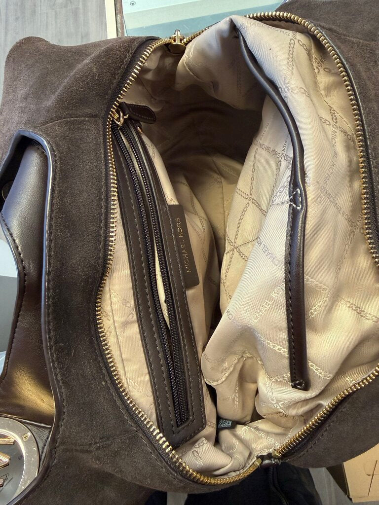 Michael Kors Chocolate Brown Suede Hobo Shoulder Bag