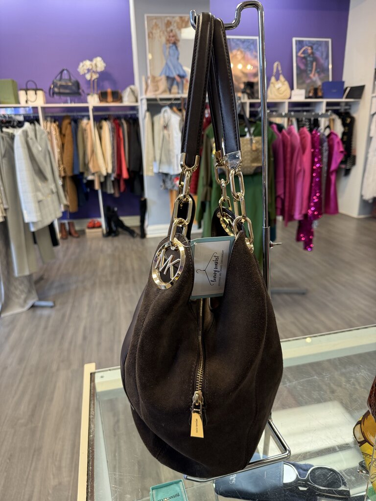 Michael Kors Chocolate Brown Suede Hobo Shoulder Bag
