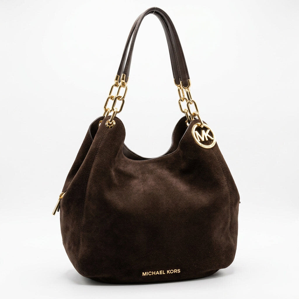 Michael Kors Chocolate Brown Suede Hobo Shoulder Bag