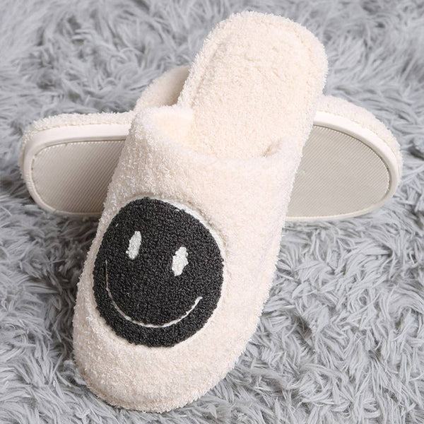 Colored Happy Face Luxury Soft Slippers: ONE SIZE / HOT PINK-S/M