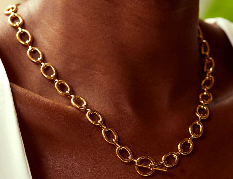 Maggie- Oval Link 18K Gold Necklace Waterproof