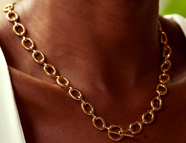 Maggie- Oval Link 18K Gold Necklace Waterproof