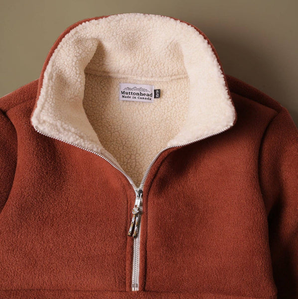 Alpine 1/4 Zip - Heavyweight Bonded Sherpa - Clay: Medium