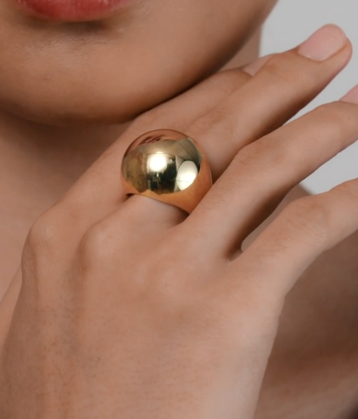 Max Dome Ring- Stainless Steel Waterproof 14K: Yellow Gold / 8