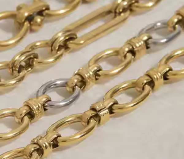 Rio Knuckle Link Steel Necklace 14K Gold Waterproof: Yellow Gold
