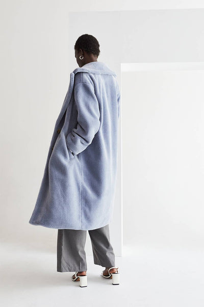 CJ8830 - Nikita Fluffy Teddy Coat: ICE BLUE