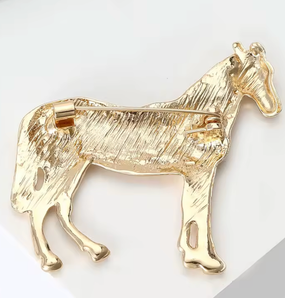 Pony Brooch Horse Pin - Horse Pin 14K Gold and Silver: Yellow Gold