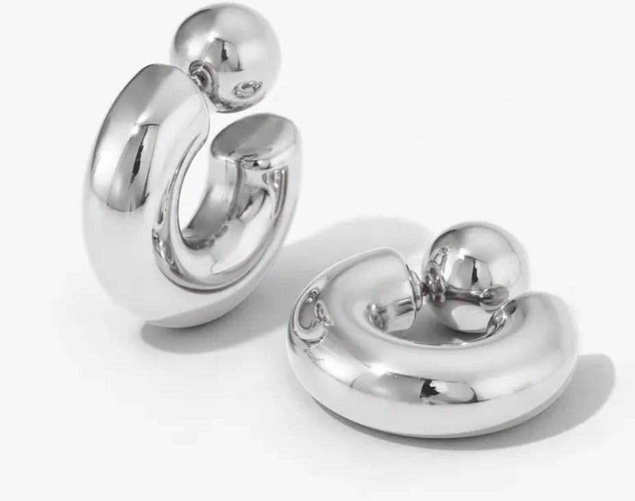 Puffy Thea O Hoop Earring Stainless steel: Yellow Gold
