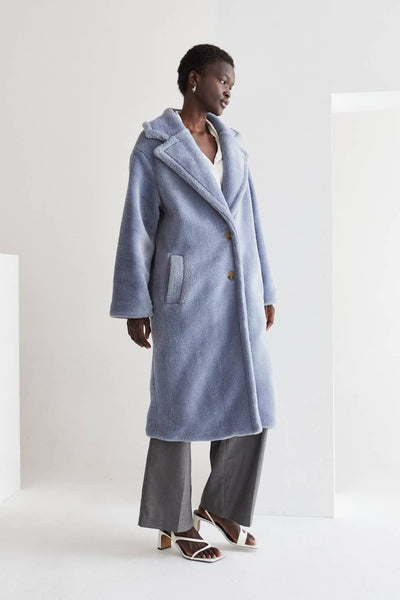 CJ8830 - Nikita Fluffy Teddy Coat: ICE BLUE