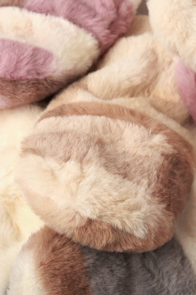 Plaid Convertible Fingerless Faux Fur Mittens: Pink / One Size