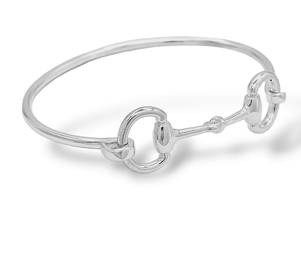 Snaffle Cuff Bangle Bracelet- Brass: Silver