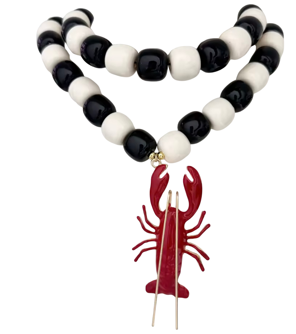 Lloyd Lobster Double Strand Bead Statement Necklace