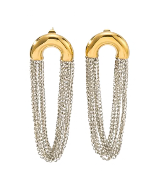 Verona- the Mixed Media Mixed Metal Tassel Hoop Earring