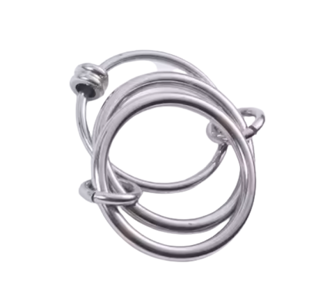 3 Multi Band stacking rings- STEEL-sized : Silver / 7