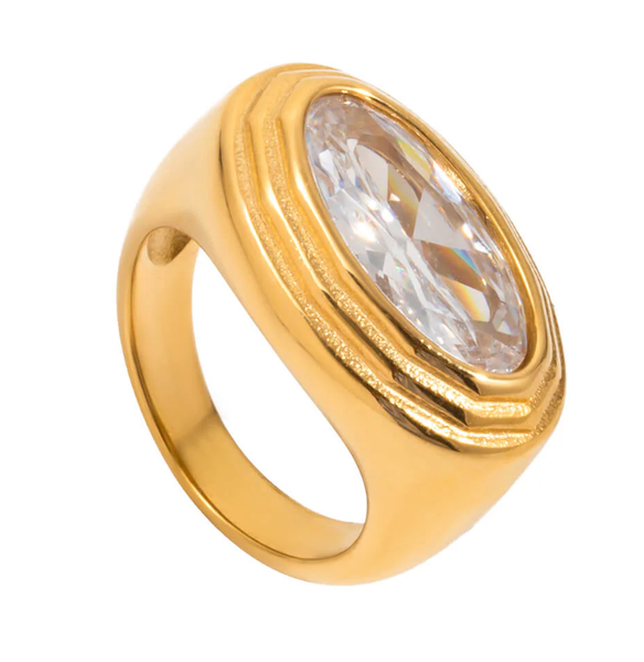Elysian Eye Ring- Stainless Steel 14K Gold Ring: 6